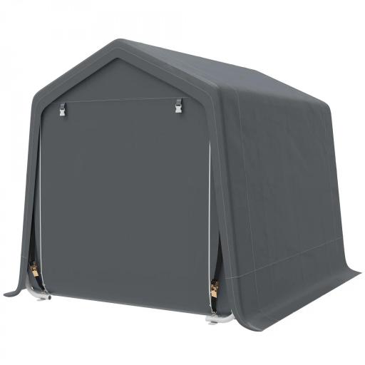 Carpa de Jardín para Bicicletas con Marco de Metal 2 Puertas con Cremallera Impermeable Anti-UV 2,4x2x2 m Gris Oscuro [9]