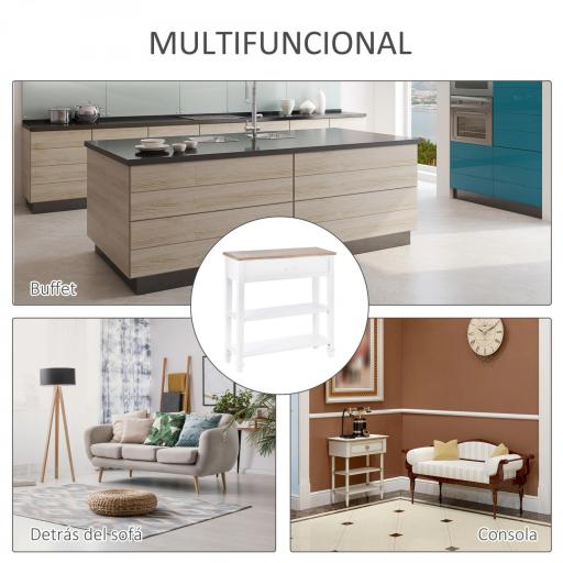 Mesa Consola Mesa Recibidor con 2 Estantes y Cajón para Entrada Pasillo Salón 75,6x27,5x80,5 cm Blanco [4]