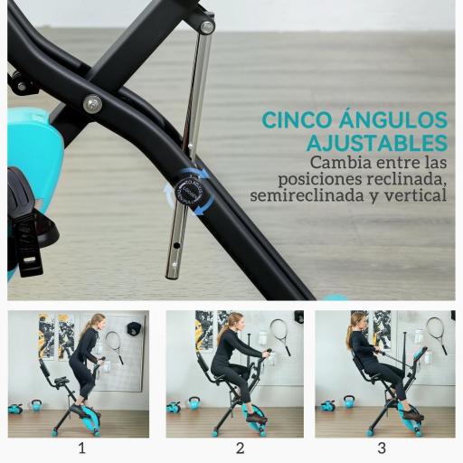 Bicicleta Estática Plegable Silenciosa con Resistencia Magnética Monitor LCD y Bandas para Brazos 43x97x109 cm Verde [2]