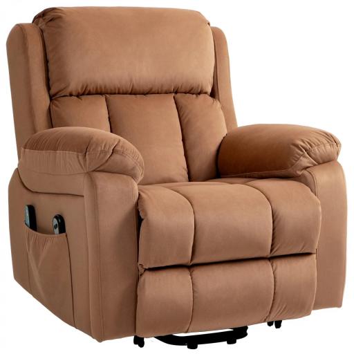 Sillón Relax Reclinable Eléctrico Levanta Personas con Masaje Vibratorio y Calor Control Remoto Reposapiés Marrón [9]