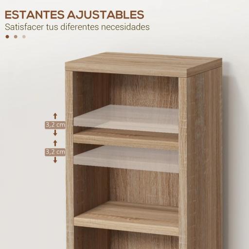  2 Estanterías para CD o DVD con 12 Compartimentos para 204 CDs y Estante Ajustable 21x22,5x88,5 cm Roble [3]