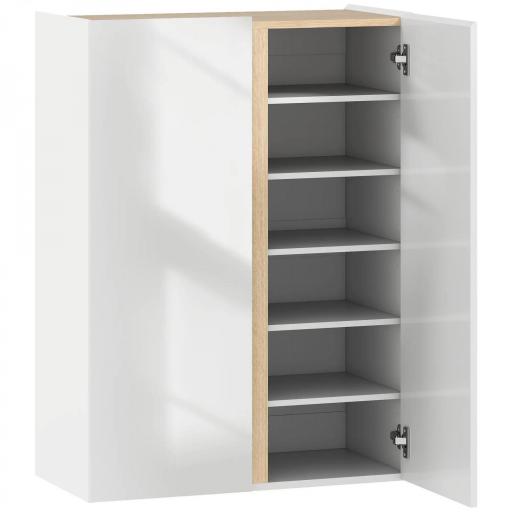 Zapatero de 6 Niveles con 2 Puertas en Blanco Brillo con Cierre Suave y Estantes Ajustables 70x33,5x95 cm Blanco [10]