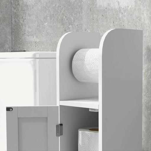 Armario de Baño con Soporte para el Papel Higiénico y Armario de 3 Compartimentos 20x20x80 cm Blanco [3]