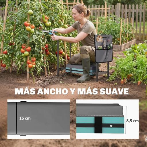Taburete de Jardín Plegable con Almohadilla de Espuma EVA Asiento de Jardín con Bolsa para Herramientas Gris Oscuro [6]