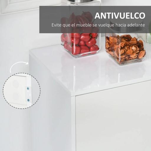 Aparador para Salón con 3 Puertas 2 Cajones y Estante Ajustable 117x36x74 cm Blanco [3]