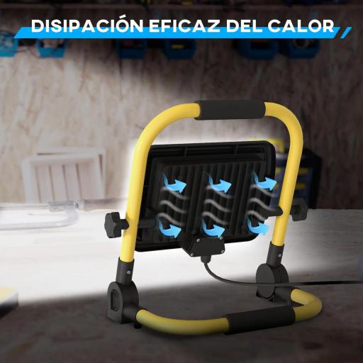 Foco LED con 4250 Lúmenes IP65 6500K Resistente a la Intemperie Ajustable y Portátil 25,5x16x25,5 cm Amarillo [2]