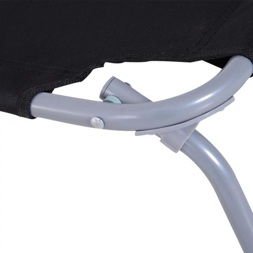 Tumbona Jardín Exterior Plegable con Respaldo Ajustable en 5 Posiciones Carga 120 kg para Terraza 187x55x24 cm Negro [7]
