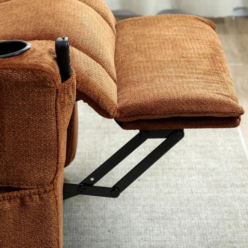 Sillón Relax Reclinable Eléctrico Silencioso con Función Memoria Reposapiés Mando a Distancia Bolsillo Lateral Marrón [7]