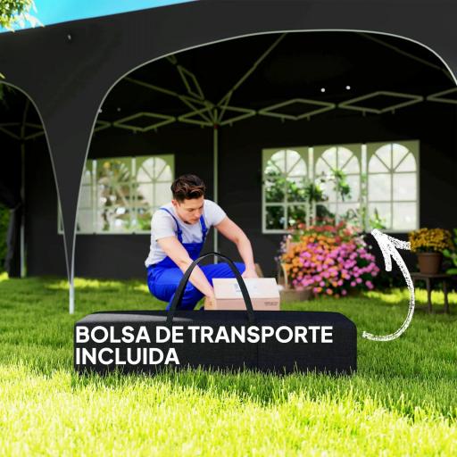 Cenador Plegable 6x3 m Gazabo con Paneles Laterales UPF50+ Altura Ajustable Bolsa de Transporte Gris Oscuro [3]