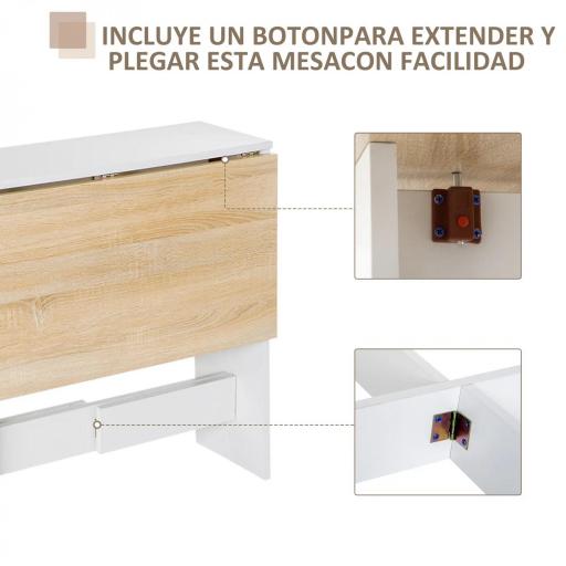 Mesa Plegable de Comedor Mesa Auxiliar de Cocina con Alas Abatibles Ahorra Espacio Diseño Moderno 103x76x73,5cm Madera [2]