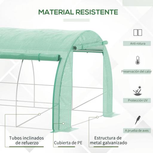 Invernadero de Túnel 4x3x2 m con Puerta y 8 Ventanas de Malla Enrollables Invernadero de Huerto para Patio Jardín Verde [2]