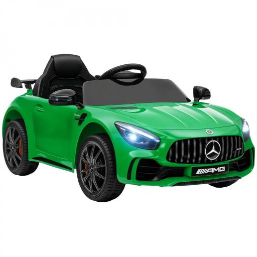 Coche Eléctrico para Niños de +3 Años Mercedes-Benz AMG GTR con Batería 12V Mando a Distancia Faros Bocina Música Verde [9]