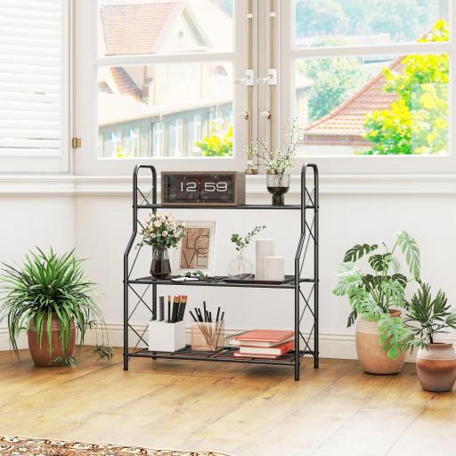 Soporte para Plantas de 3 Niveles Estantería Metálica Resistente para Interior y Exterior 69x28,5x78 cm Negro [4]