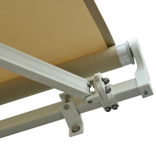 Toldo Manual Retráctil 295x250cm Ángulo Ajustable con Manivela para Exterior Balcón Jardín Terraza Crema [6]