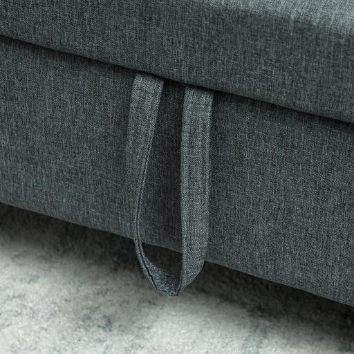 Sofá de 2 Plazas Tapizado en Lino Sintético con Espacio de Almacenaje 2 Almohadas y Patas de Madera 135x71x84 cm Gris [7]