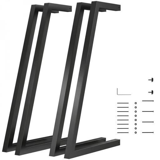 Juego de 4 Patas de Mesa Cuadradas Industriales para Muebles con Pies Ajustables 43x3x72 cm Negro [10]