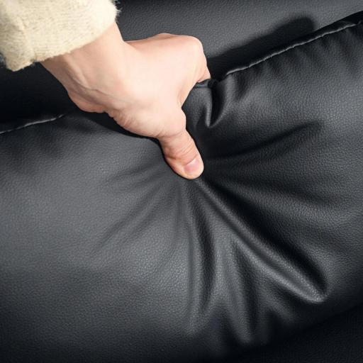 Sillón Tapizado en Cuero Sintético Respaldo con Costuras y Patas de Madera para Salón o Dormitorio 77x78x78 cm Negro [8]