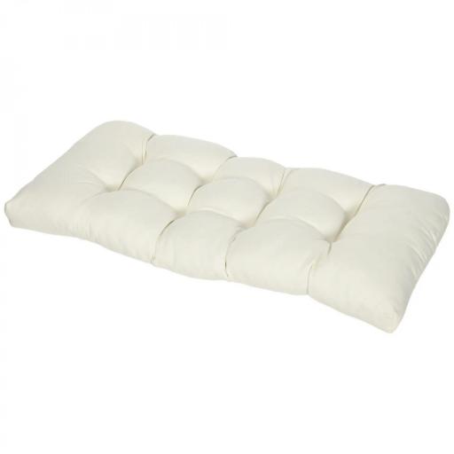 Cojín para Banco de 2 Plazas para Interior y Exterior con 8 Puntadas para Sillas Sofás 110x48x8 cm Crema [8]
