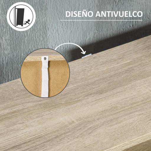 Mueble Zapatero para 8 Pares de Calzado con 2 Cajones Abatibles Armario y Balda 80x25,5x112,5 cm Natural y Blanco [5]