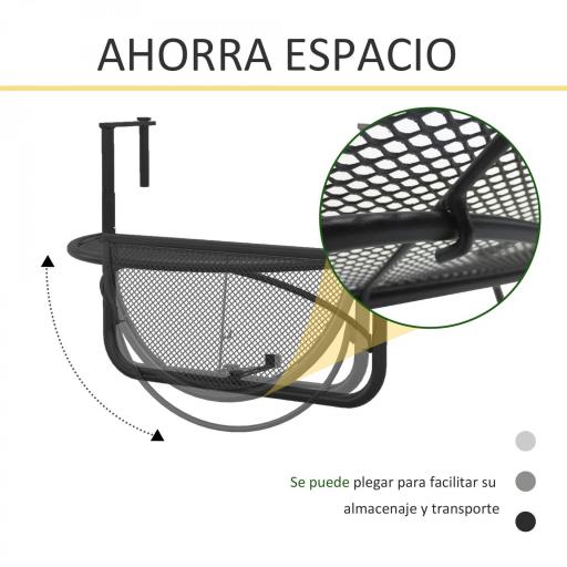 Mesa Colgante de Balcón Semicircular 60x47x50 cm Ajustable en Altura Simple y Conveniente para Barandilla de Balcón Terraza Patio [4]