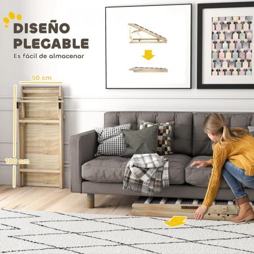 Rampa para Perros Plegable y Altura Ajustable 35-50 cm Rampa para Mascotas de Madera con Alfombrilla Antideslizante [2]