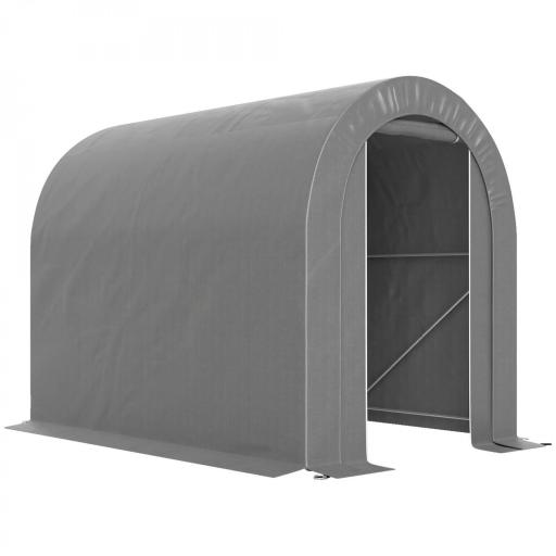 Carpa de Jardín para Bicicletas con Marco de Acero Puerta con Cremallera Impermeable 2,4x1,6x1,9 m Gris Claro [9]