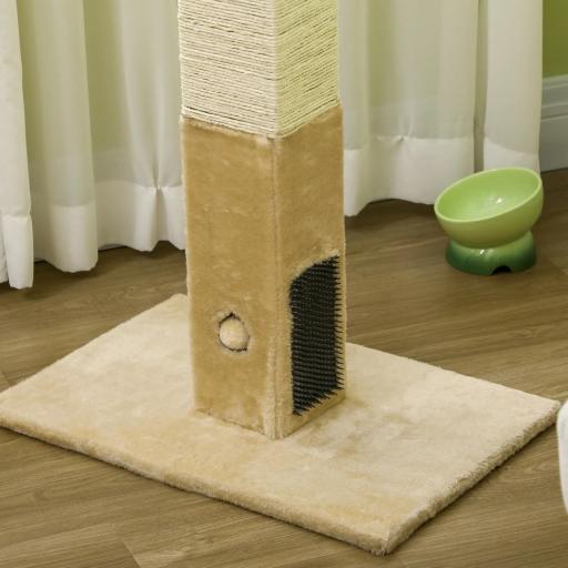 Poste Rascador para Gatos 79 cm Arañador para Gatos con Bola Colgante Poste de Yute 59,5x39x79 cm Beige y Crema [3]