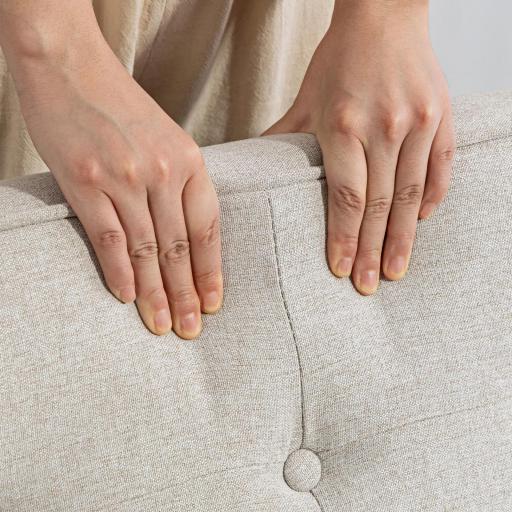Sofá de 2 Plazas Tapizado en Lino Sintético Sofá Nórdico con Patas y Reposabrazos de Madera 113x67x78 cm Beige [8]