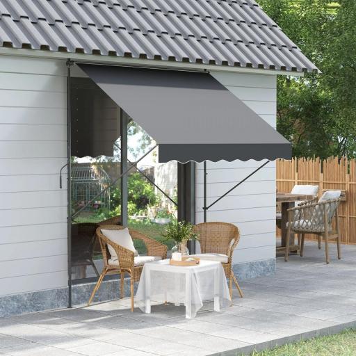 Toldo Manual Retráctil 200x175x210-310 cm Ajustable con Manivela Protección Solar UV40+ para Balcón Terraza Gris
