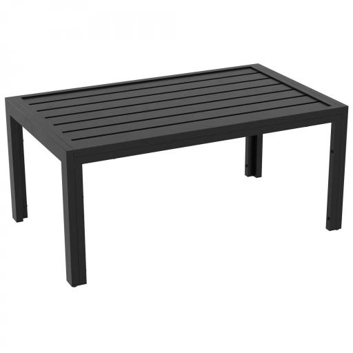 Mesa de Centro de Jardín Rectangular con Estructura de Acero Galvanizado para Patio Terraza 101,5x61x46 cm Negro [8]