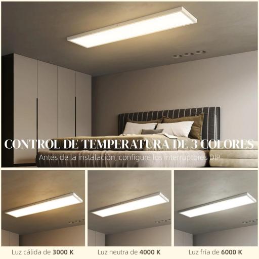 Juego de 4 Lámparas de Techo Color Regulable con Interruptor DIP y de Pared 3000K/4000K/6000K 120x30x3,7 cm Blanco [2]