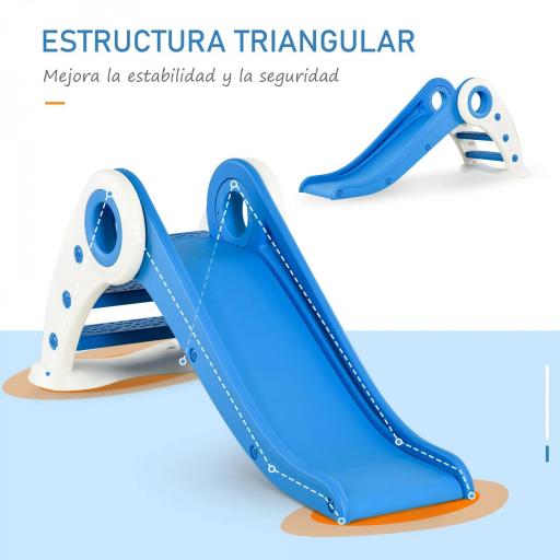 Tobogán Infantil de 18-36 Meses Tobogán para Niños Plegable con Escaleras Rampa Larga para Jardín Parque Interiores 120x50x56 cm Azul [4]