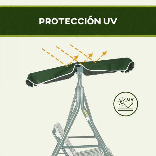 Columpio Balancín de Jardín de 3 Plazas con Cojín Techo Ajustable y Marco de Acero 172x110x153 cm Rayas Verde y Blanco [1]