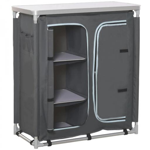 Armario de Camping Plegable con Estantes y Bolsa de Transporte para Exterior 96x49,5x104 cm Gris [9]