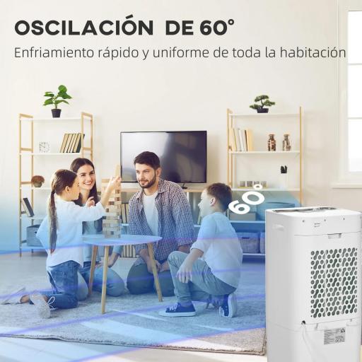 Enfriador de Aire Portátil Silencioso Aire Acondicionado con Pantalla LED y Control Remoto 32x37x74 cm Blanco [3]