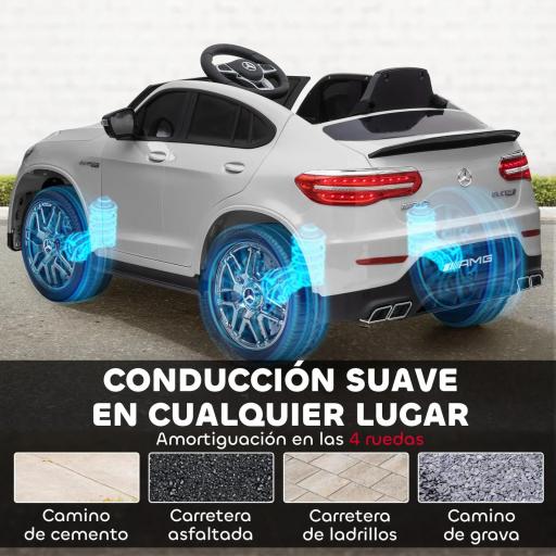 Coche Eléctrico para Niño +3 Años con Licencia de Mercedes 12V con Mando a Distancia Música y Luces Blanco [3]