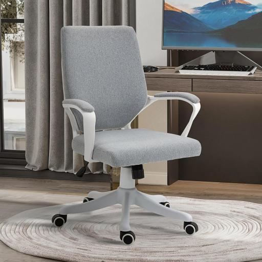 Silla de Oficina Giratoria Silla de Escritorio Basculante con Reposabrazos y Altura Ajustable para Dormitorio Salón Carga 120 kg 62x69x92-100 cm Verde Gris