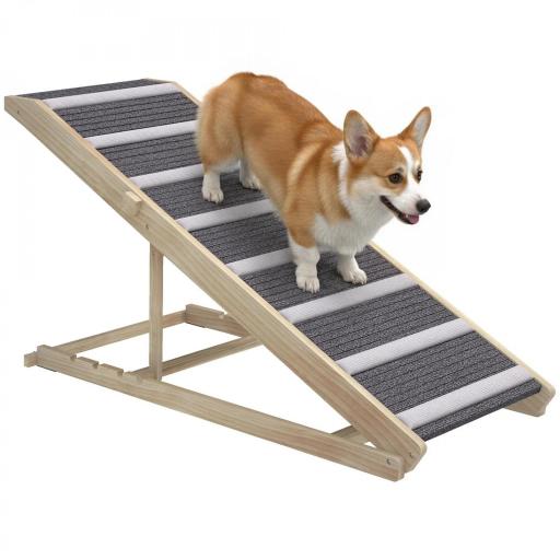 Rampa para Perros Plegable y Altura Ajustable 41-60 cm Rampa para Mascotas de Madera con Alfombrilla Antideslizante [8]
