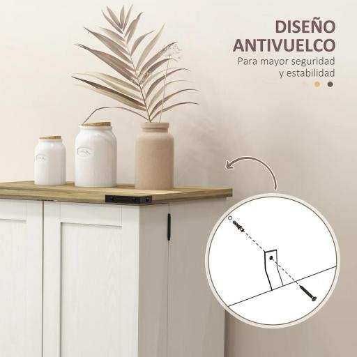 Armario Despensa Cocina con 2 Puertas 16 Estantes y Estante Ajustable para Comedor Salón 60x40x104 cm Crema [4]