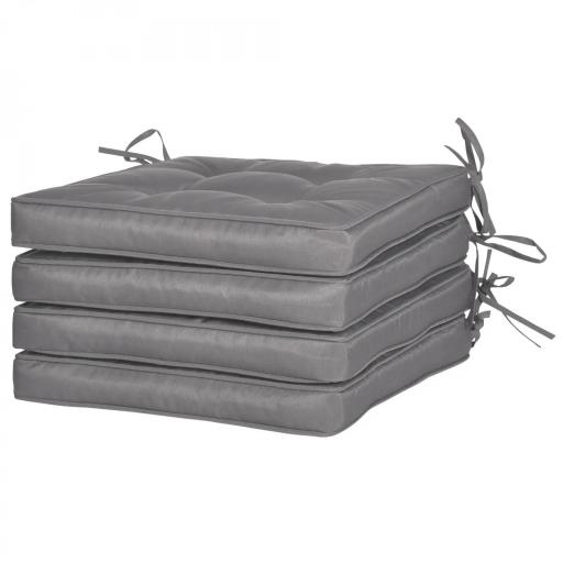Conjunto de Cojines para Sillas de Comedor y Jardín Impermeable con 2 Amarres de Fijación 42x42x5 cm Gris Oscuro [9]