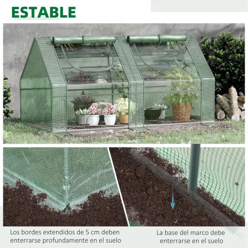Invernadero de Exterior con Cubierta Doble Ventanas y Marco de Acero para Cultivar Plantas Flores 180x90x90 cm Verde [5]