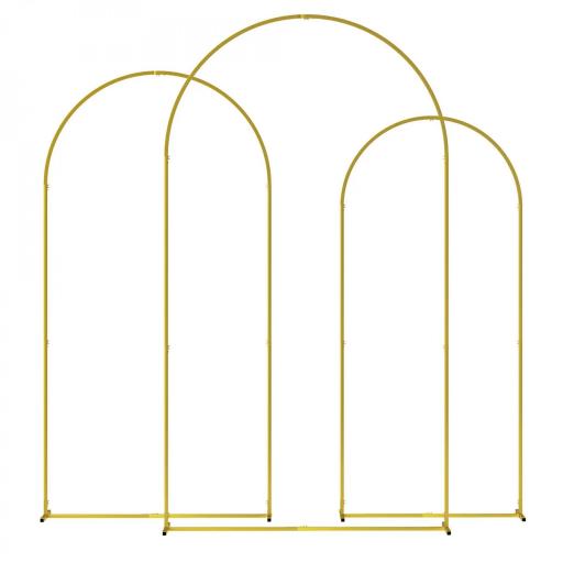 Set de 3 Arcos de Jardín para Rosas de Metal de 220/200/180 cm con Recubrimiento en Polvo para Patio Terraza Dorado [10]