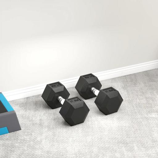  Set de 2 Mancuernas Hexagonales de 2x17,5 kg de Hierro Fundido Recubiertas en Goma para Entrenamiento en Casa Gimnasio [7]