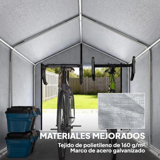 Carpa de Jardín Exterior para Herramientas Bicicletas con Marco de Acero Galvanizado Puerta Enrollable Gris [2]