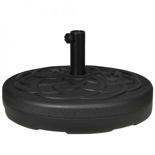 Base de Sombrilla de PE Redonda para Postes de 38mm/48mm Rellenable de Arena 35 kg y Agua 25L Ø56x30,5 cm Negro [8]