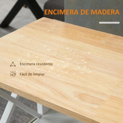 Carrito de Cocina Plegable Carro Auxiliar con Ruedas Carro Verdulero con 2 Estantes para Comedor 60x40x84 cm Blanco [5]