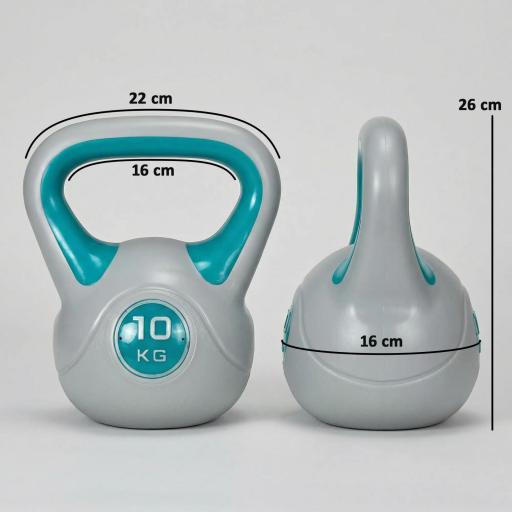 Pesa Rusa 10 kg Revestimiento de PU y Relleno de Arena para Entrenamiento de Fuerza 22x16x26 cm Azul y Gris [1]