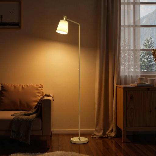 Lámpara de Pie LED Regulable con 3 Temperaturas de Color 3000K-6500K Pantalla Giratoria Bombilla E27 Blanco y Dorado [6]
