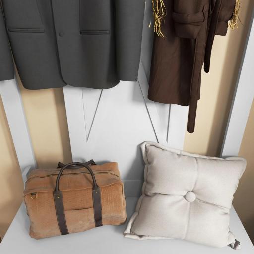 Perchero con Zapatero de Madera con 2 Estantes y 3 Ganchos para Colgar Ropas Bolsos 80,5x40x168 cm Blanco [2]