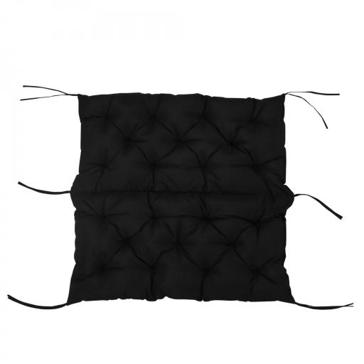 Cojín para Banco con Respaldo 100x98x8 cm de 2 Plazas con Cordones de Fijación para Jardín Terraza Balcón Exterior Negro [8]